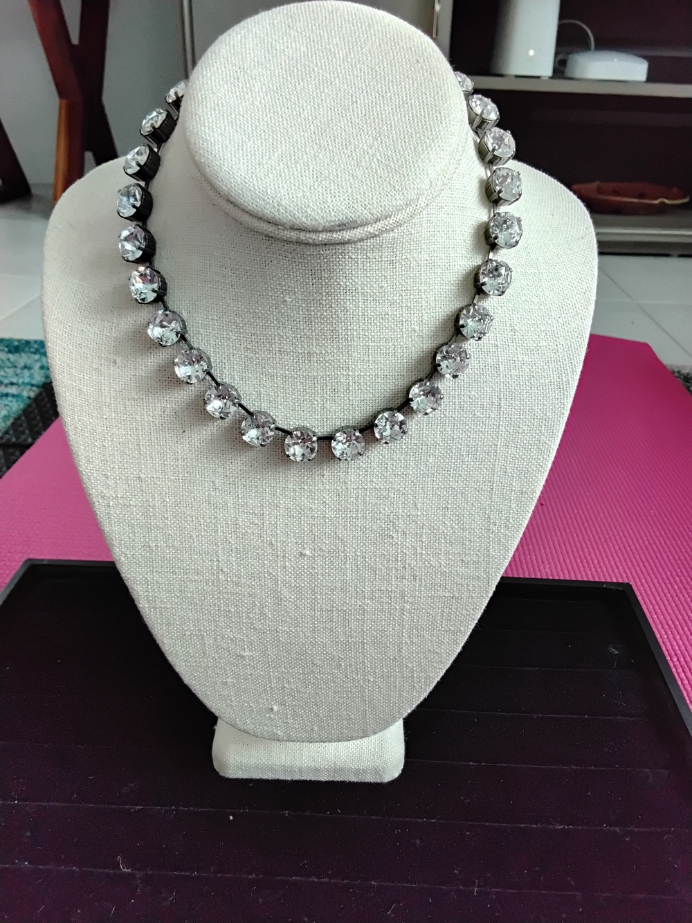 Silver Clear Crystal Necklace - Classic Tennis Style